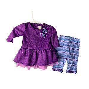 Sweetheart Rose Girls Infant Baby Size 3 6 months Purple dress With Gold Speckle